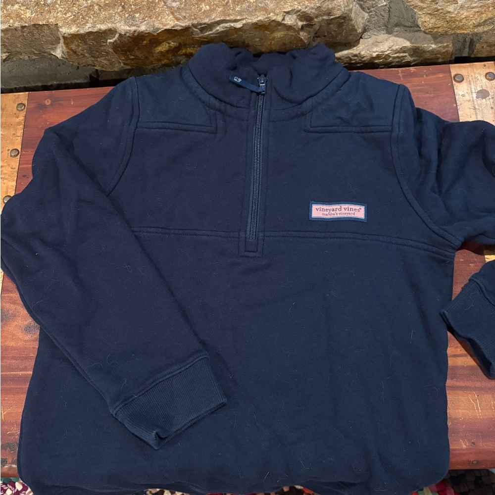 Vineyard Vines Boys Navy Blue Shep Quarter Zip Pull Over Sweater Sweatshirt